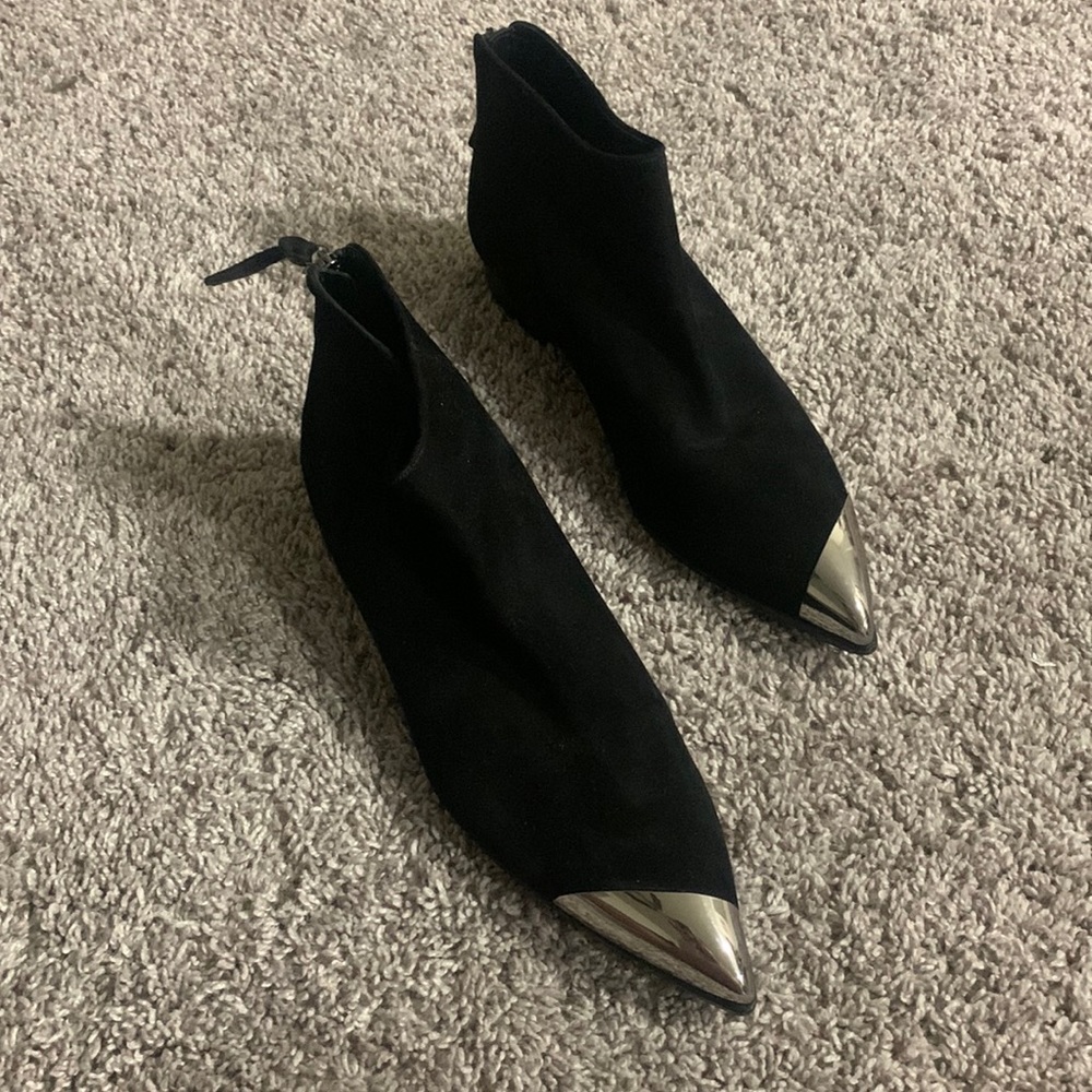 Miu Miu black suede and silver bootie